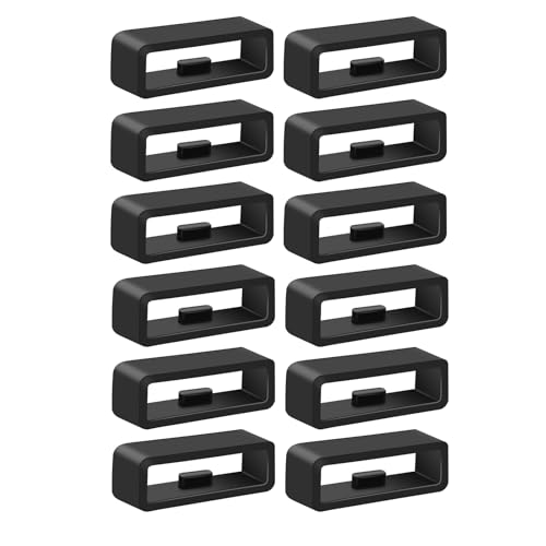 Wanme Correa de reloj, paquete de 12 anillos seguros de silicona de repuesto para Garmin, correas de reloj, anillos de cierre de reloj, 18/20/22 mm