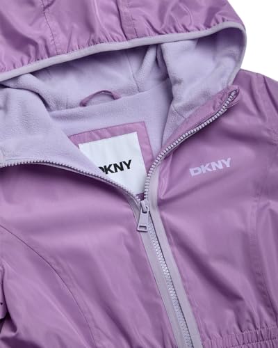 Image of DKNY Girls Fleece Jacket - Polar Fleece Lined Midweight Hooded Anorak Windbreaker - Cozy Outerwear & Winter Jackets for Girls