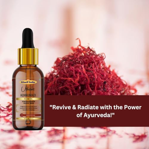 Image of khadi Kumkumadi Face Oil Serum for Glowing Skin, Dark Spots, Pigmentation & Brightening, 30 ml