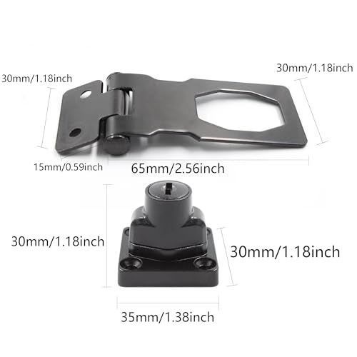 Image of 2PCS Keyed Hasp Lock, 2.5'' Zinc Alloy Hasp Latches, Black Twist Knob Keyed Locking Hasp for Cabinet Small Door