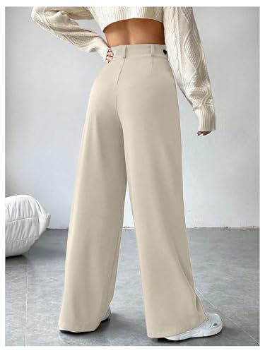 Floerns Women's High Waisted Wide Leg Pants Office Dress Trousers with Pockets2