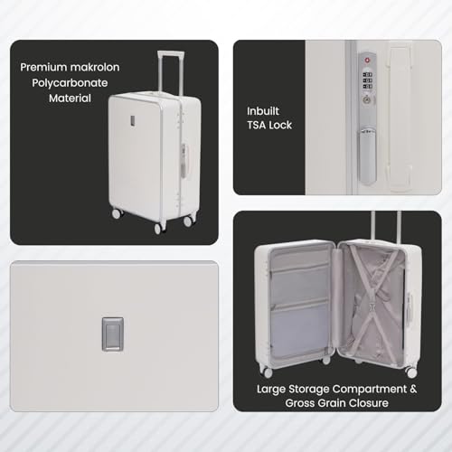 Image of SWISS MILITARY Black Gold Collection Hard PC Cabin & Check-in Luggage Trolley Set of 2 (55cm Small & 75cm Large) Suitcase with TSA Lock, 360 Wheels, Ideal for International Travel (44L,70L) White
