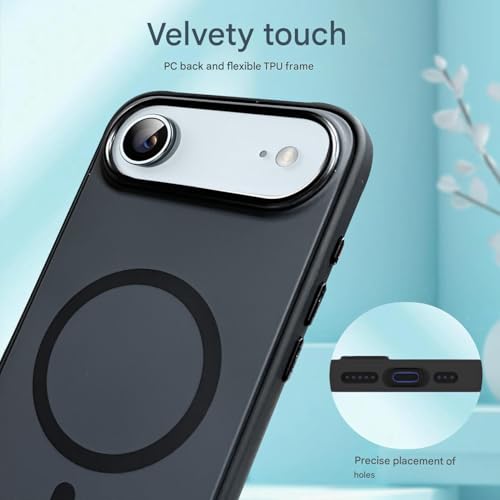 Image of VONZEE Magnetic for iPhone 17 Air Case (2025)(Compatible with MagSafe)(Military Grade Drop Protection) Matte Shockproof with Anti-Fingerprint Phone Cover, 6.6''|Black
