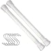 KOZY LAB Expandable Small Spring Tension Rod - 7 to 11 Inches 2 Pack of White Mini Tension Pole and 6 S Shaped Hooks for Window, Curtain, Bathroom