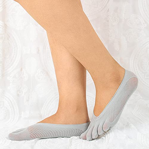 Campsis 5Pack Low-cut Invisible Full Five Finger Socks Black Thin Semi SheerSocks Non Slip Toe Liner Socks2