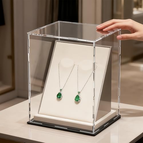 Image of Acrylic Display Case for Collectibles and Toys, Versatile Clear Acrylic Display Box with Black Base for Showcase and Displaying, 13x13x16-inch