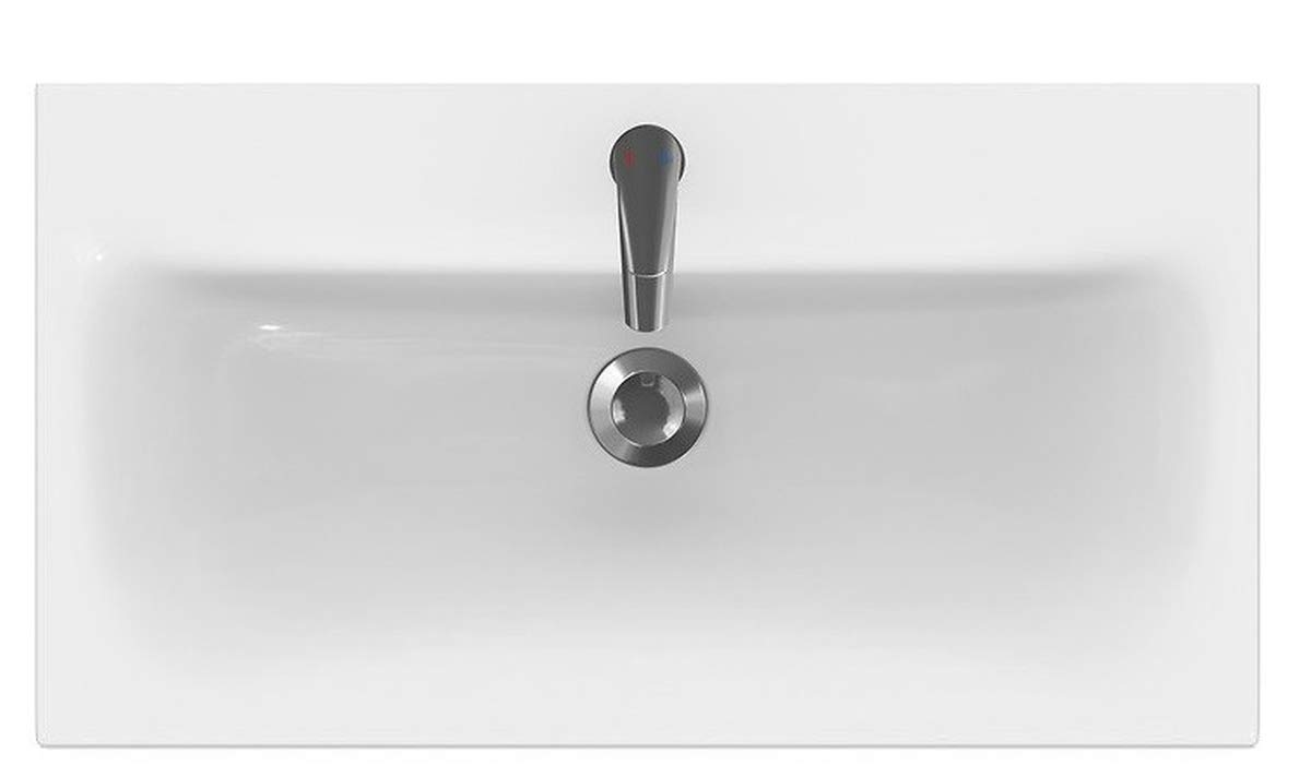 VBChome Moduo Collection - Lavabo encastrable 80x45 cm - Meuble bas - Trop-plein - Céramique blanche - Design