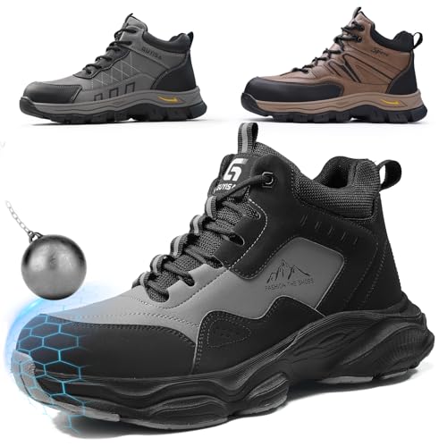 Image of Steel Toe Work Shoes for Men, Lightweight Safety Shoes with Puncture Resistant Midsole, Comfortable Protective Work Shoes for Warehouse Factory Light Construction