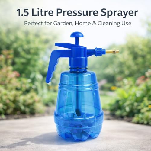 Image of MIKANIX Manual Pressure Spray Bottle for Gardening & Cleaning | Hand Pump Water Sprayer with Adjustable Nozzle | Multipurpose Plant Mister for Indoor & Outdoor (1.5L, Blue)