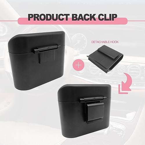 Image of Car Trash Can with Lid Leakproof Mini Vehicle Trash Bin and One Roll Plastic Trash Bag Automotive Garbage Container Bin for Vehicle Home Office (Black)