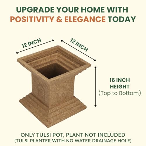 Image of Tulsi Pot for Home | Heavy Duty Tulsi Kota | UV Protected Tulsi Planter | Pooja Plants Gamla for Office | Puja Pots | Traditional Tulasi Stand for Indoor & Outdoor Use | Sand Dune