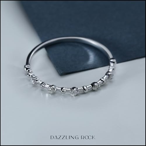 Dazzlingrock Collection 0.05 Cttw Round White Diamond Minimalist Vintage Style Stackable Wedding Band for Women in 925 Sterling Silver2