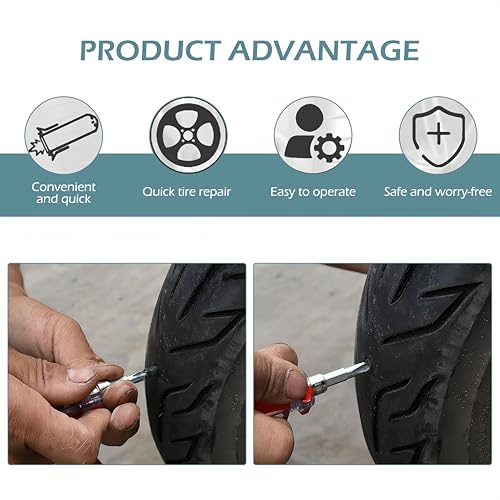Image of 60 PCS Tire Repair Rubber Nail, Vacuum Tire Repair Kits Spiral Rubber Screws, Fast Self-Service Tool for Car, Truck, Motorcycle, Tractor Tire Puncture Repair (Black)