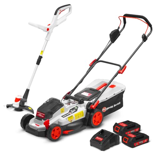 Tondeuse et coupe bordures rechargeables 20V max + 2 batteries - Elem Garden.