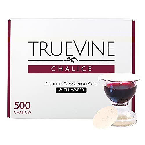 TrueVine Chalice Prefilled Communion Cups and Wafer Set - Prefilled Communion Cups With Wafer & Juice - Fresh, Easy-Open Communion for Your Service (500 Chalices)