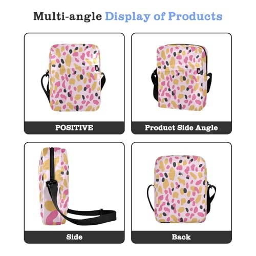 men's messenger bag mens crossbody Woman Cross Body Purse Adjustable Strap for business business- Colorful Peach Blocks4