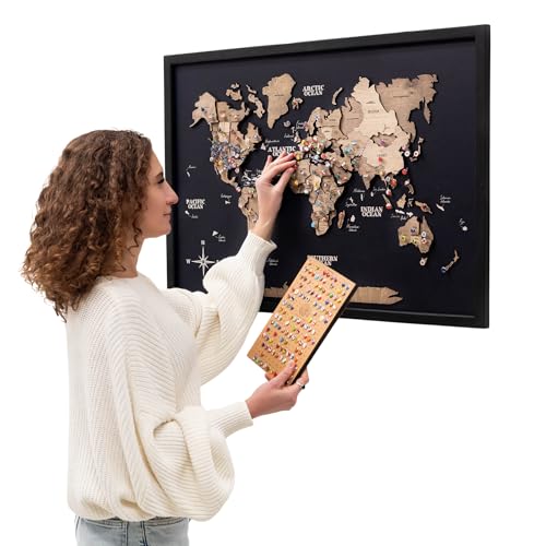Enjoy The Wood Framed World Map