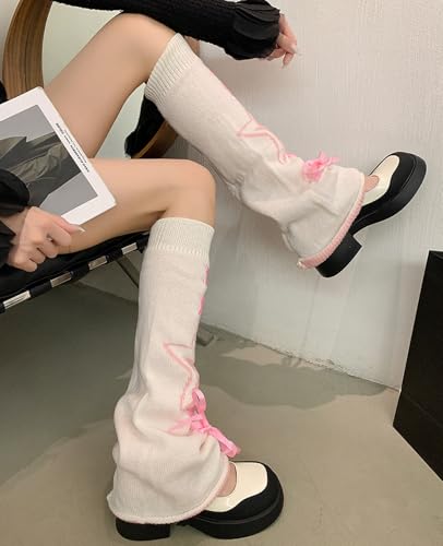 Image of WODECASA Girls Kawaii Leg Warmers Knitted Flared Leg Sleeves Goth Crochet Baggy Cuff Ankle Heap Socks