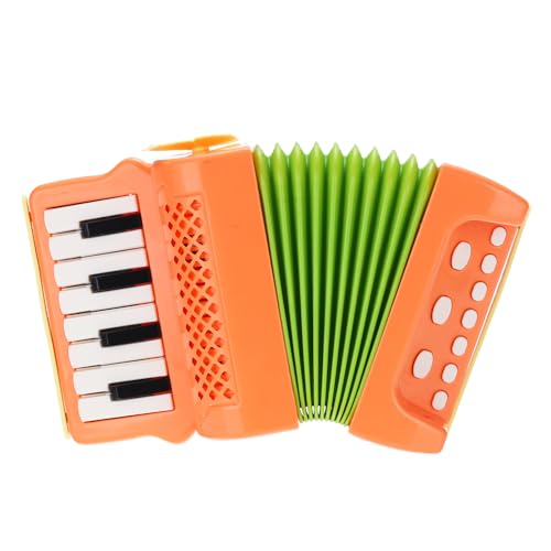 QUARKZMAN Accordion 10 Tasten Klavier Akkordeon Mini Musikinstrument Geschenke für Erwachsene Anfänger Bildung, Orange