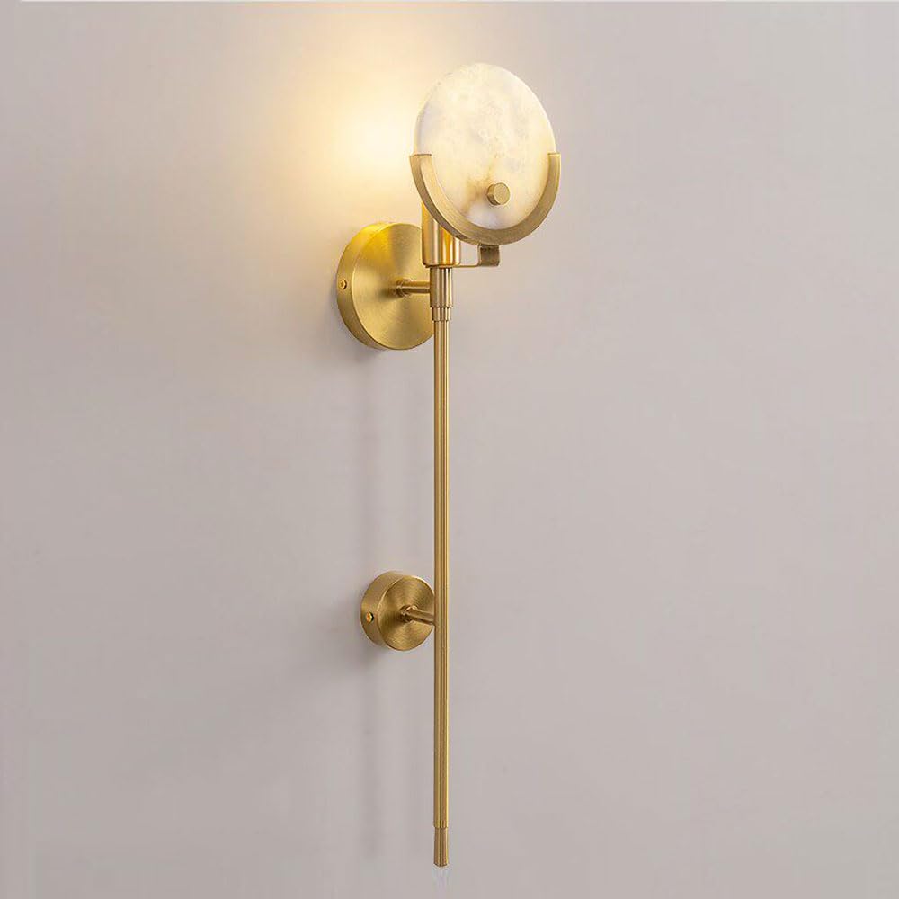 KXKLGWHN Modern Industrial Style Wall Light, E14 Light Source Copper Wall Lamp, Natural Alabaster Wall Sconce, Restaurant Living Room Corridor Wall Mounted Lighting Fixtures.