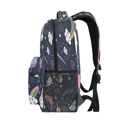 Backpack for Girls Kids Boys Teens Rainbow Narwhal Lightweight Bookbag School Bag Laptop Bags Travel Hiking Camping Daypack3