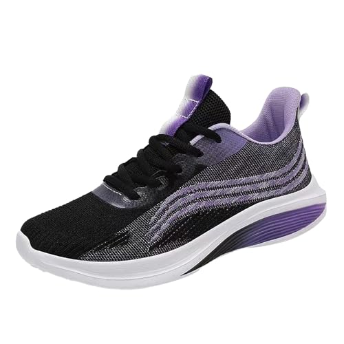 Genérico Zapatos Casual Sneakers Zapatillas Deportivas Ladies Fashion Solid Color Mesh Breathable Round Toe Low Top Flat Zapatos de Mujer con Horma Ancha Deportivas Negras (Black, 40)
