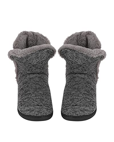 Slipper Boots for Men Women, Mid Calf Knit Soft Plush Fleece Lined Booties for Indoor Outdoor Use4