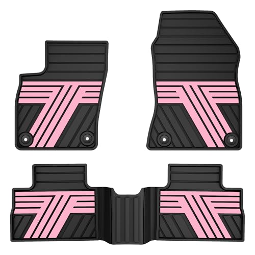 TTX LIGHTING Floor Mats Compatible with Nissan Kicks 2025-2026 Custom Fit All Weather Anti-Slip Waterproof Floor Liners Black+Pink