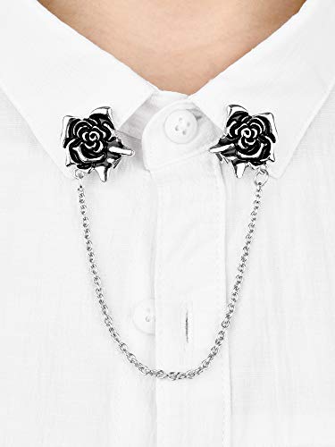 Gejoy 2 Pieces Rose Sweater Shawl Clips Cardigan Flowers Collar Dresses Clip with Chain for Women Girls (style Set 2)3