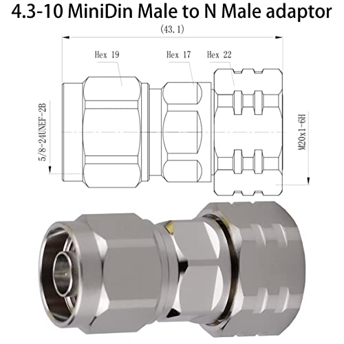 Adaptador 4.3-10 Mini DIN macho a N macho miniatura 4