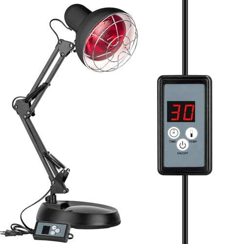Zrwuldu Lámparas Infrarrojas, 100W Lámparas de Calor Infrarrojo, Emisor Rojo, Lámparas de Calor Infrarrojo, Luz Roja con Temporizador, Brazo de Soporte Ajustable