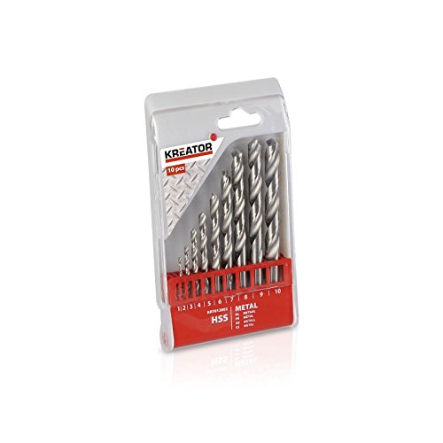 Preisvergleich Produktbild Kreator 03012002 Set 10 HSS Bohrer Größen Schleifsteine