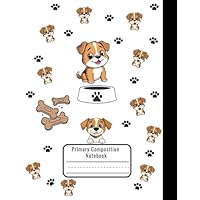 Handwriting Practice for Left-Handed Kids - Primary Composition Notebook for K-2 - Cute Dogs and Paw Prints - Right Side Binding, Dotted Midline & Picture Space