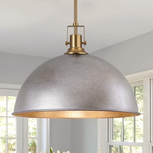 Caiselee 17.7 in Large Dome Pendant Light, Antique Silver Pendant Lighting