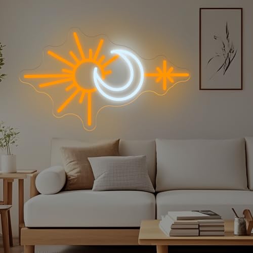 Sun and Moon Neon Sign, Boho Celestial LED Light for Bedroom or Living Room by DUOLIYBC - Used condition - Image 4