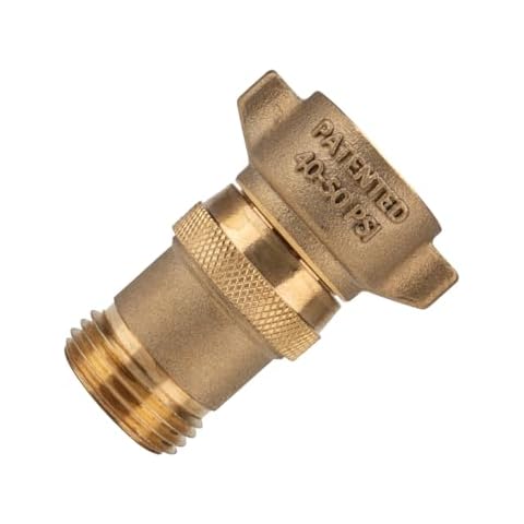 Camco Brass Marine/RV Water Pressure Regulator – Protects RV Kitchen Small Appliances, Plumbing & Hoses – Reduces RV Water Pressure to Safe & Consistent 40-50 PSI – Drinking Water Safe (40055) Cover