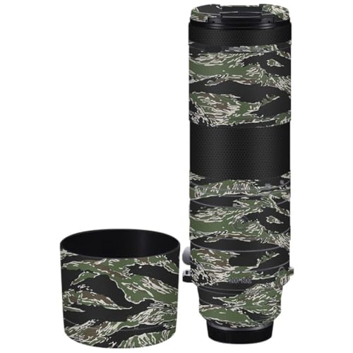 Funda protectora adhesiva para lente Canon RF200-800mm F6.3-9, estilo camuflaje tigre, vinilo texturizado 3D, ultrafina y reutilizable miniatura 1
