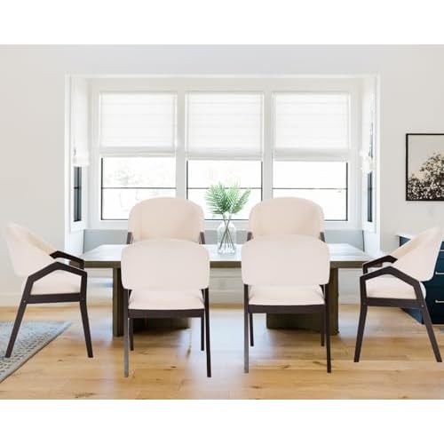 HNY Farmhouse Solid Wood Dining Chairs Set of 2, Mid Century Modern Armless Kitchen & Dining Room Chairs with Curved Back, 300 LBS Capacity, Black for Home, Apartment