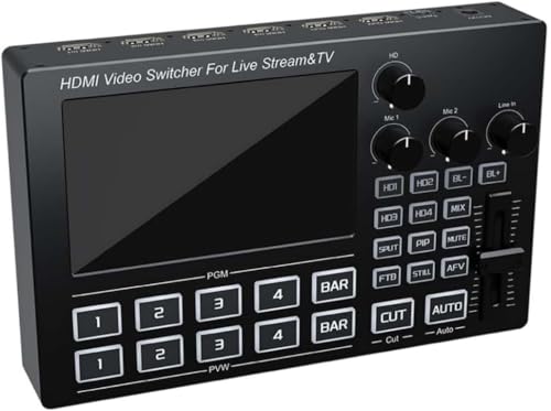 Image of MICROWARE 4 Way HDMI Video Switcher for Live Streaming Built-in 5-inch Screen 4 HDMI Input to 2 Output 1920X1080@60Hz and Support HDCP1.4 Standard