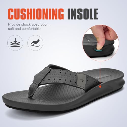 Image of Men's Ultra Soft Cushion Flip Flops with Arch Support, Quick Dry Thong Sandals for Indoor & Outdoor Comfort