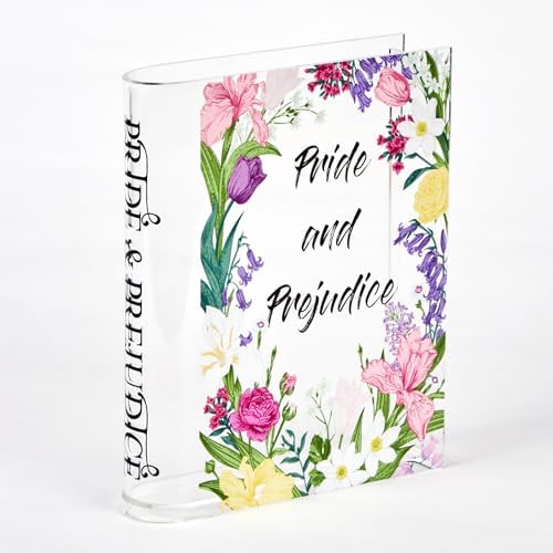 Acrylic Book Vase for Flowers Floral Bookends Clear Book-Shaped Flower Vase for Bookshelf Decor Aesthetic Home Office Desk Decorations for Women Teacher Bookish Gifts Centerpieces Vases for Flowers