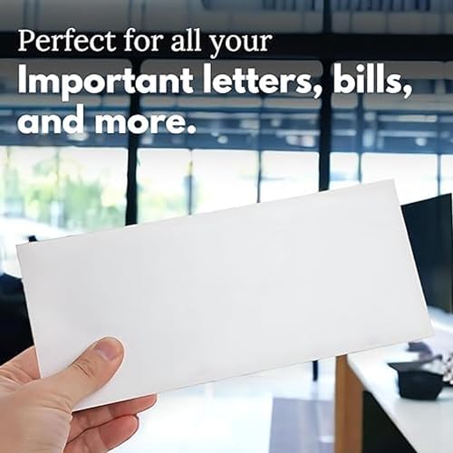 Image of Shuban Premium White Cheque Size Paper Envelop, Thickness 80 GSM Ideal for Home Office Business Corporate Secure Mailing - 9.5 inch X 4.5 inch - (50 pcs)