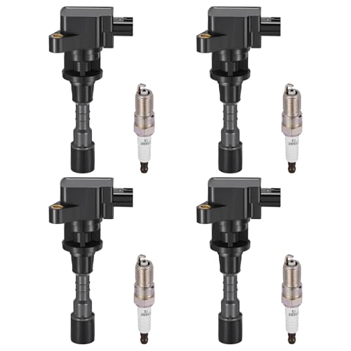 Image of BDFHYK 4 Ignition Coil Pack UF541 and 4 Iridium Spark Plug SP432 Compatible with Mazda 2006-2007 5 2.3L l4 Coil for 5C1741 C779 5C1741 COP271 GN10400 48736 1788395
