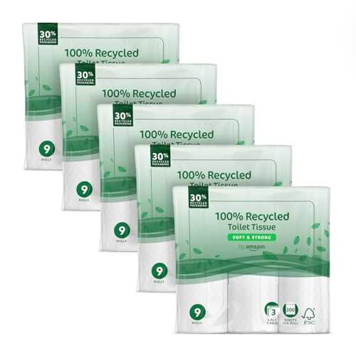 Amazon 3-Ply Recycled Toilet Roll, 45 Rolls