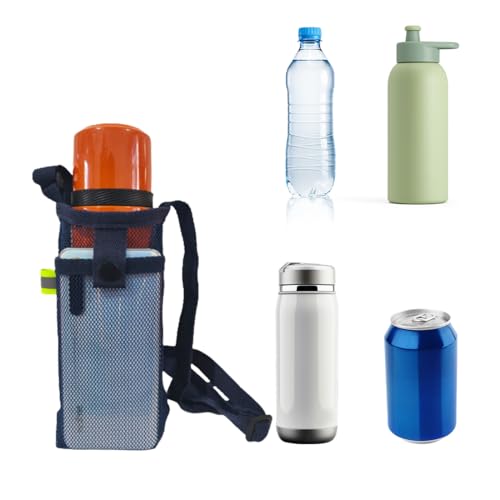 Borsa per Bottiglia, Porta Borraccia con Tracolla Regolabile, Portatile Netto Porta Borraccia, Accessori per Bottiglia D'acqua,Portaborraccia per Campeggio Ciclismo Trekking(Nero)