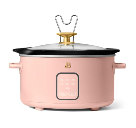 Beautiful 6 Qt Programmable Slow Cooker Elegant Kitchenware by Drew Barrymore Touch-Activated Display For Easy And Healthy Meals ~ Rose Pink