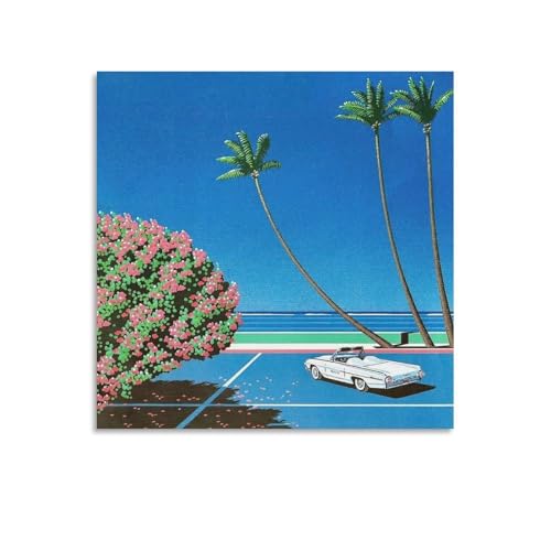 永井博アートイラストポスター (12) バスルーム ベッドルーム リビング装飾 キャンバス ウォールアート プリント20x20inch(50x50cm)