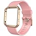 Anjoo Correa compatible para Fit bit Blaze, Deporte de Repuesto Ajustable de Silicona Suave Correa para Fit bit Blaze Smart Fitness Watch con Marco de Metal, Rosa/ Oro Rosa, 6.7-8.1 Pulgada