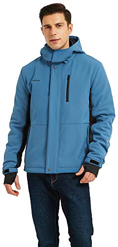 Men's Heated Jacket Windproof Winter Outdoor Soft Shell with Detachable Hood Electric Heated Coat