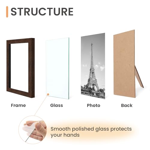 Image of upsimples Certificate Frame, 8.5 by 11 Glass Diploma Frames, 10 Pack, Brown
